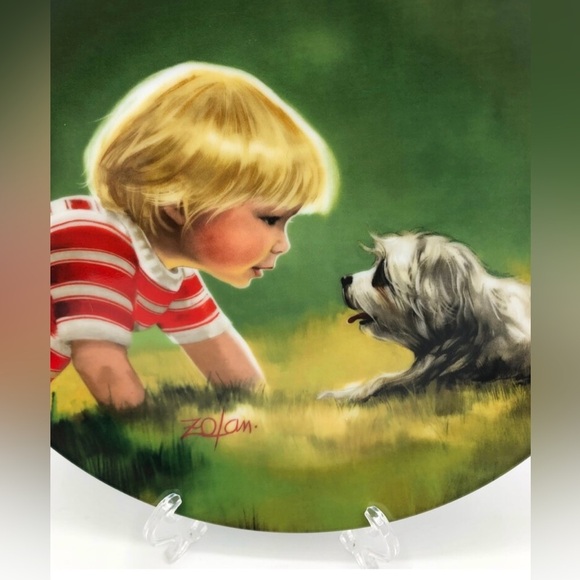 Decorative Plate with Child and Dog - Picture 2 of 6